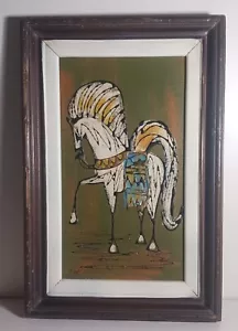 MCM Texured Horse Art 12"×18" Framed (8"×14"UF) Signed Marco, Roman Horse - Picture 1 of 22