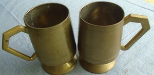 Tankards Solid Brass Beer Mugs set of 2 India - Picture 1 of 5