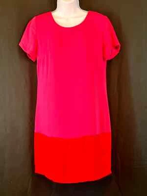 Vestido CYNTHIA ROWLEY NOVO SEM ETIQUETAS Moderno Rosa e Vermelho Comprimento do Joelho Manga Curta 4 - Imagem 1 de 4