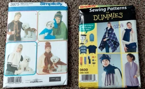Two winter scarf, hat, poncho, vest pattern & pet hat & sweaters uncut complete - Picture 1 of 2
