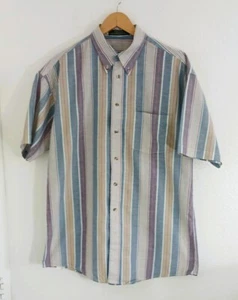 Loafers by Reed St. James Men Multicolor Stripe Button Down Short Sleeve Shirt L - Picture 1 of 4