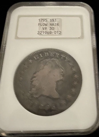 1795- Silver $1.00 Flowing Hair, NGC, VF-30, old NGC holder Cover
