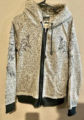 Miss Me women's Fur Hooded, Front Zip Sweater Type Hoodie Y2K - Image 1 of 4