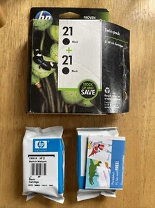HP 21 Black Ink Cartridges 2 Pack C9508FN exp Dec 2016 - Picture 1 of 4