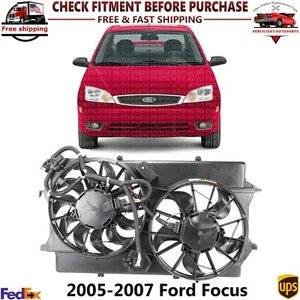 Radiator Cooling Dual Fan With Airconditioning Fan Assembly For 05-07 Ford Focus - Picture 1 of 7