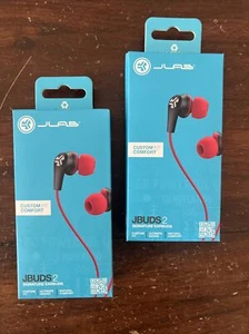 2- JLAB Jbuds 2 Signature Earbuds Custom Fit Natural Comfort Ultimate Sound RED - Picture 1 of 4