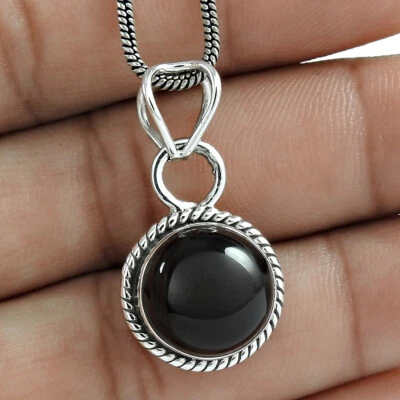 Pendente Etnico In Onice Nero Per Dono Da Donna In Argento Sterling 925 V7 - Immagine 1 di 4