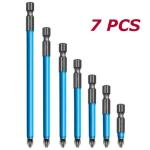 7X Magnetic Anti Slip Screwdriver Bit Set Electric Power Tool Drill Bit 25-150mm - Picture 1 of 7