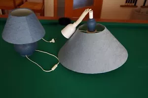 Hängeleuchte Deckenleuchte mit Zugfeder + Tischleuchte -- Hellblau Schlafzimmer - Bild 1 von 3
