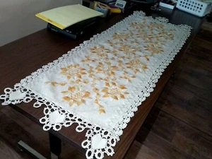 Vintage Hand Crochet Table Runner 18x52 bright colors Dresser - Picture 1 of 6