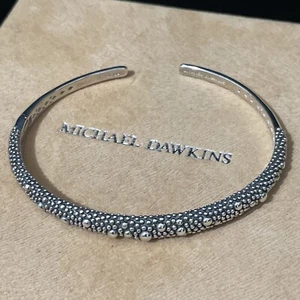 Michael Dawkins Sterling Silver Starry Night Hinged Cuff Bangle Bracelet 7” - Picture 1 of 9