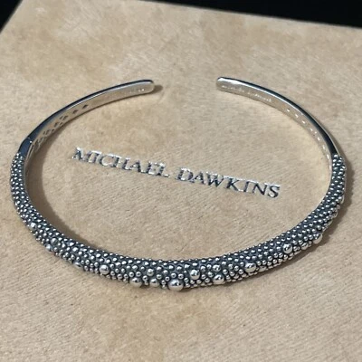 Michael Dawkins Sterling Silver Starry Night Hinged Cuff Bangle Bracelet 7” - Image 1 of 4
