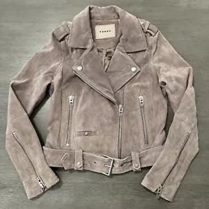 BLANK NYC Women’s Brown Suede Leather Moto Jacket XS Belted Zippers - Picture 1 of 19