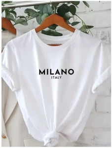 Womens T Shirt White Casual Top Round Neck Graphic Printed Short Sleeves - Picture 1 of 5