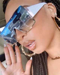 NUEVAS GAFAS DE SOL CUADRADAS-Mujer Moda Sobretamaño Marco de Metal Gafas de sol UV400 - Imagen 1 de 5