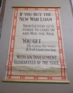 c.1915 IF YOU BUY THE NEW WAR LOAN British WWI Poster Antique Orginal UK - Bild 1 von 6