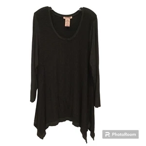 Philosophy Damen XXL grau gestreift U-Ausschnitt Taschentuchsaum Shirt Top - Bild 1 von 7