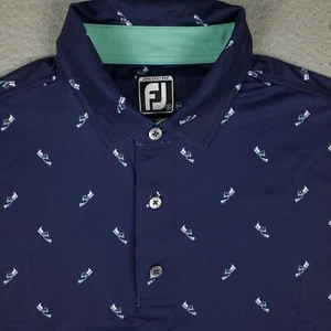 FJ FootJoy Poloshirt Herren Größe Small Blau Schuh Print Golf Freizeit Kurzarm - Bild 1 von 7