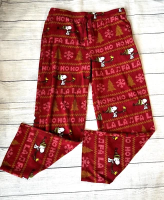 花生史努比伍德斯托克圣诞男式大号睡衣休闲裤 36 x 33 红色 — 第 1/4 张图片