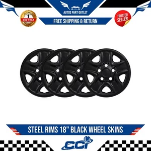 New Steel Rims 18" Black Wheel Skins SET/4 Fits For 2007-2021 Toyota Tundra - Picture 1 of 2