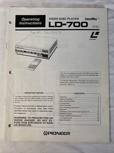 Pioneer ~ LaserDisc Video Disc Player Manual Unit LD-700 Operating Instructions - Picture 1 of 3