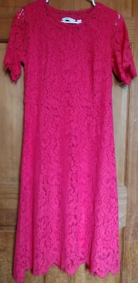 Vestido Isaac Mizrahi Live Fit Acampanado Talla XS Rosa Encaje Superpuesto Festoneado Cremallera Lateral Foto 1 de 4