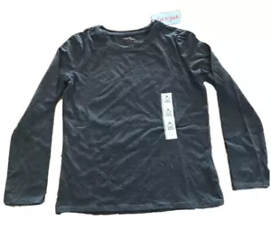CAT & JACK Medium 7/8 Girls LONG SLEEVE GRAY T - SHIRT NWT New Solid - Picture 1 of 4