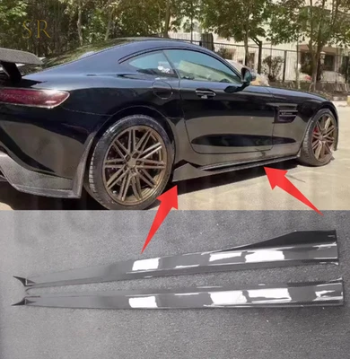 Real Carbon Fiber Side Skirts Extension Spoiler Lip Fits Benz AMG GT GTC GTR GTS Foto 1 de 4