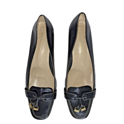 De colección Bruno Magli Tacón Bajo Talla 9 Mocasín/Mocasín Borla Dorada Acentos DD2872 Italia Foto 1 de 4
