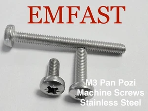 Metrische 3mm Pan Pozi Maschinenschrauben Edelstahl Domkopfschrauben m3 Schraube - Bild 1 von 1