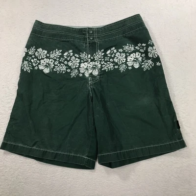 VTG 90’s J Crew Board Shorts Mens 32 Floral Green Swim Trunks Hawaiian 9” Preppy - Image 1 of 4