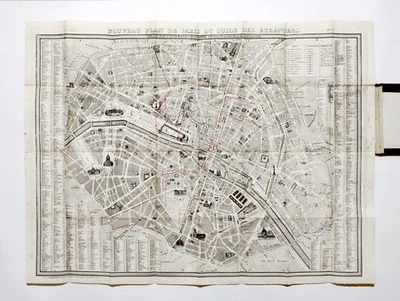 Nouveau Plan de PARIS Guide Etrangers original antique map Lallemand 1857 superb - Image 1 of 4