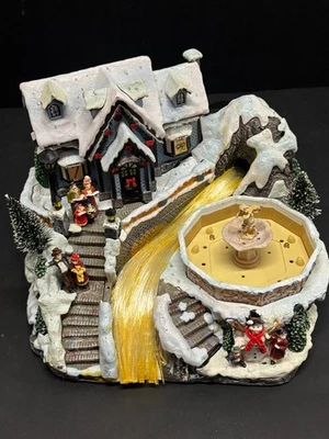 Avon Christmas Fiber Optic Musical House Scene & Fountain - Lights & Music Work - Image 1 of 4