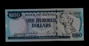 GUYANA( 1 )BANK NOTE 100 DOLLARS  ND(1999) P 31  UNCIRCULATED - Picture 1 of 2