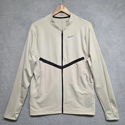 Nike Running Top Masculino Grande Bege Run Division Element Dri-FIT Zíper Completo Casual - Imagem 1 de 4