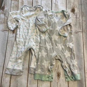 Set of 2 Cloud Island Pajamas Snap 6-9 Month Green and Grey Unisex Boys Girls - Picture 1 of 6