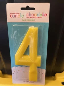 🌟YELLOW NUMBER 4 BIRTHDAY CANDLE AMSCAN 6" - Picture 1 of 2