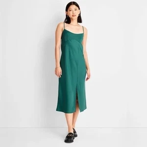 a new day women's size XXL green teal slip adjustable midi dress - Picture 1 of 20