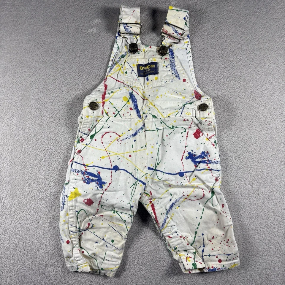 Mono de Colección Osh Kosh B"Gosh Pintura Salpicaduras Color Blanco Talla 12 Meses #2B Foto 1 de 4