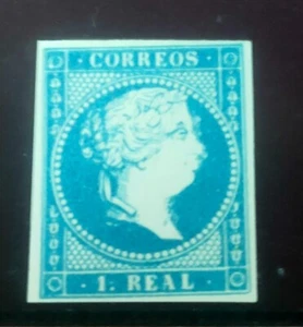 ESPAÑA. EDIFIL 49 ** 1 REAL AZUL ISABEL II. VALOR DE CATÁLOGO - Picture 1 of 2
