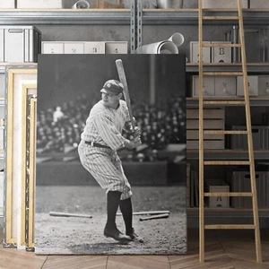 Babe Ruth 1920s Baseball New York Yankees MLB Canvas Wall Art Print - Picture 1 of 7