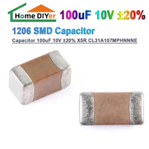 Genuine 1206 SMD Capacitor 100uF 10V ±20% X5R CL31A107MPHNNNE (10pcs) - Picture 1 of 12