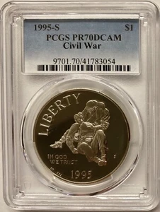 1995-S Civil War Battlefield Preservation Silver Dollar PCGS Proof-70 DCAM - Picture 1 of 4