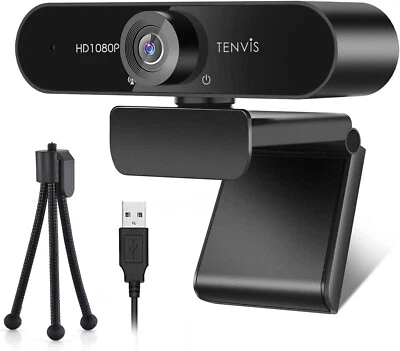 Webcam Full 1080PHD with 120° Wide Angle Streaming Camera with Microphone&Tripod - Image 1 of 4