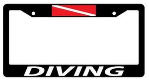 Black License Plate Frame DIVING w/FLAG LOGO Auto Accessory 1549 - Picture 1 of 1