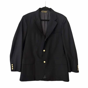 VTG Brooks Brothers Blazer Surgeon Cuffs Navy Blue Gold Buttons 100% Wool Sz 40R - Picture 1 of 13