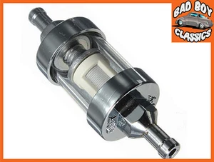 Vespa / Lambretta Mini Chrome & Glass Fuel Petrol Inline Filter 5/16" 8mm - Picture 1 of 1