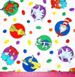 Tela Dr. Seuss - MEDIA YARDA - Acolchado 100% Algodón Doctor Horton Arco Iris Blanco - Imagen 1 de 1