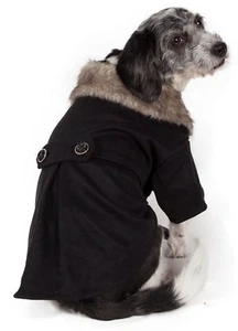 Buttoned 'Coast-Guard' Fashion Faux-Fur Pet Dog Coat Jacket - Picture 1 of 5