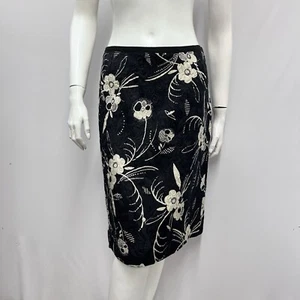 Moschino Floral Skirt Black and Lite Gold I 42 F 38 USA 8 Fits 6 - Picture 1 of 8